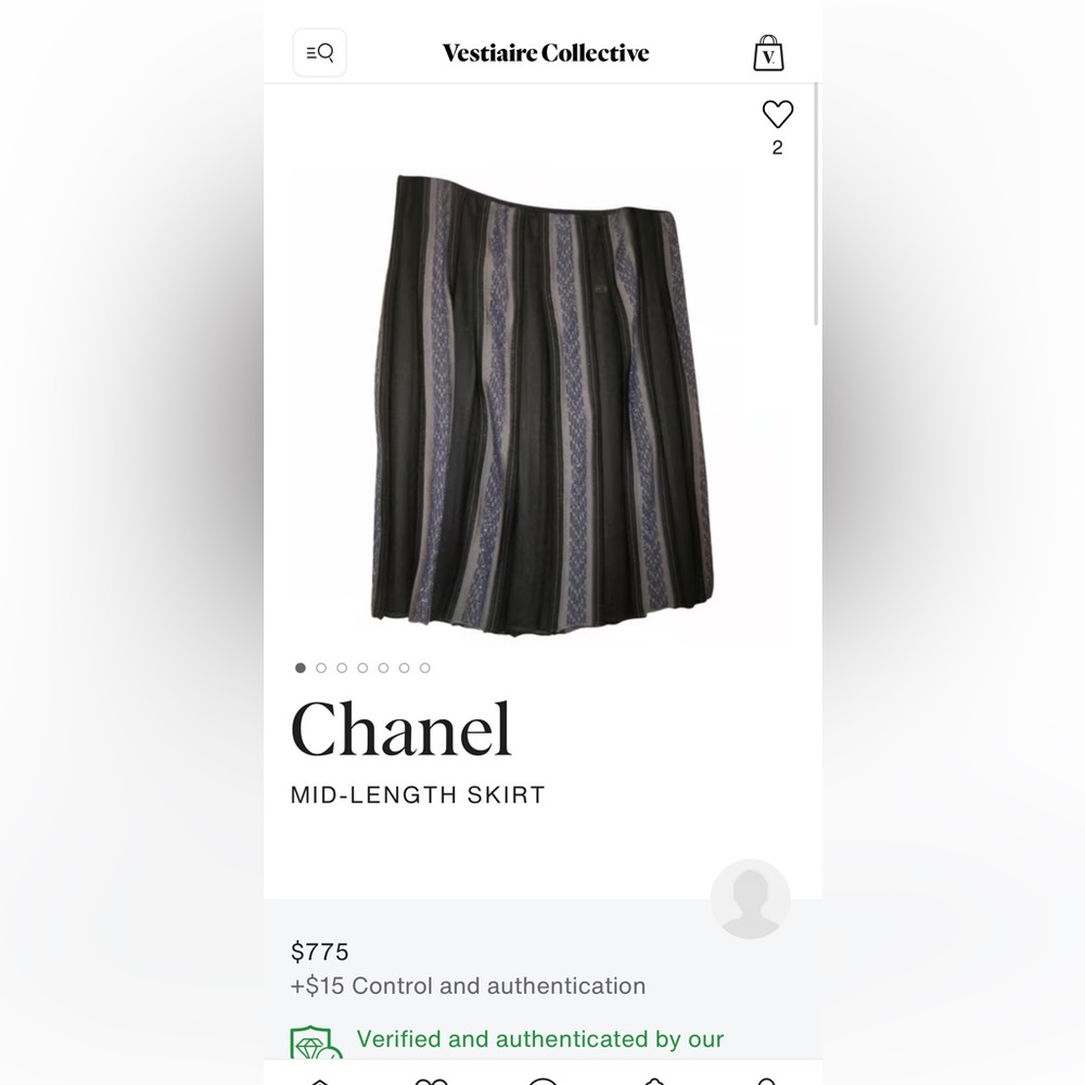 Chanel blue and black mid-length knit skirt.  Size 40